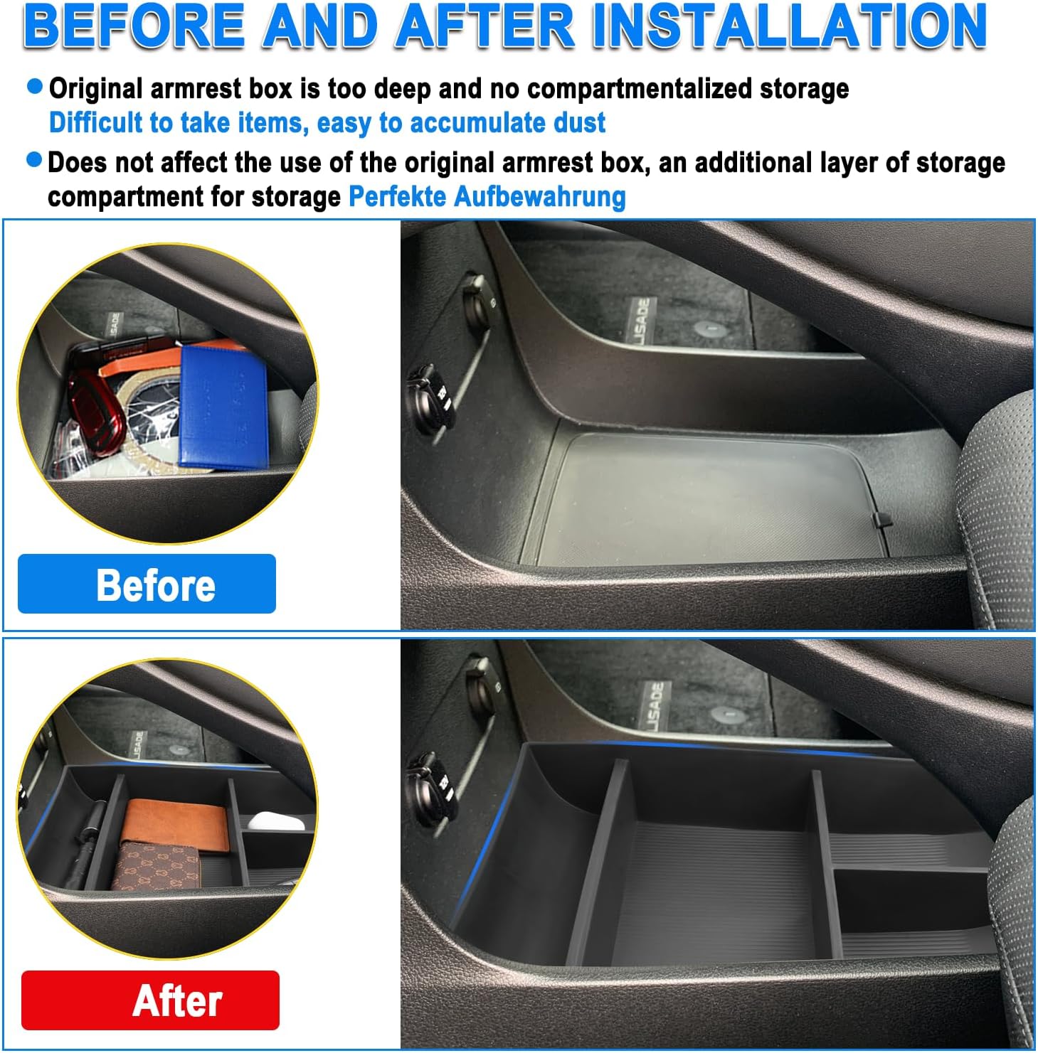 SHAOHAO 2023 2024 2025 Hyundai Palisade Lower Organizer Tray