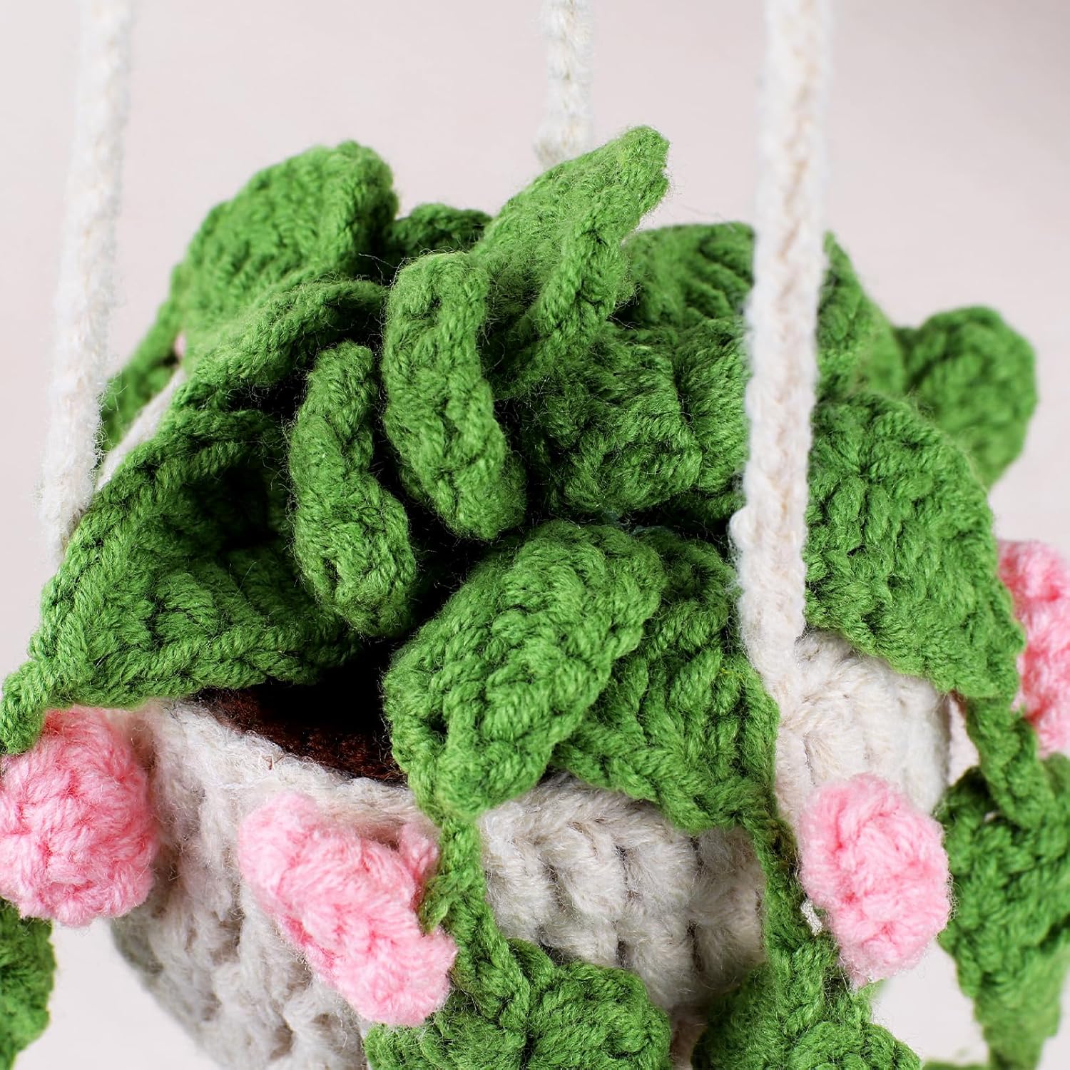 Handmade Knit Crochet Flower Car Mirror Ornament