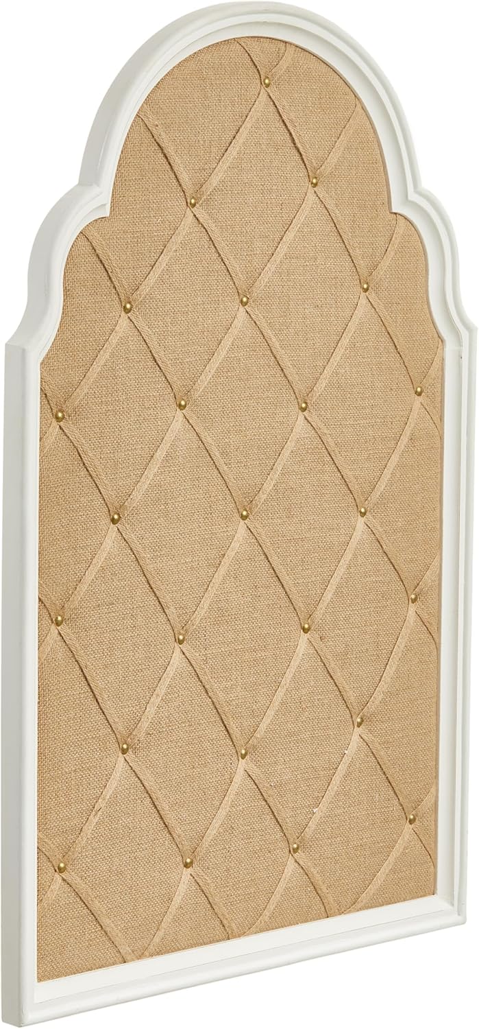 SOFE Arched Bulletin Board 36x24 Inches White Linen Frame