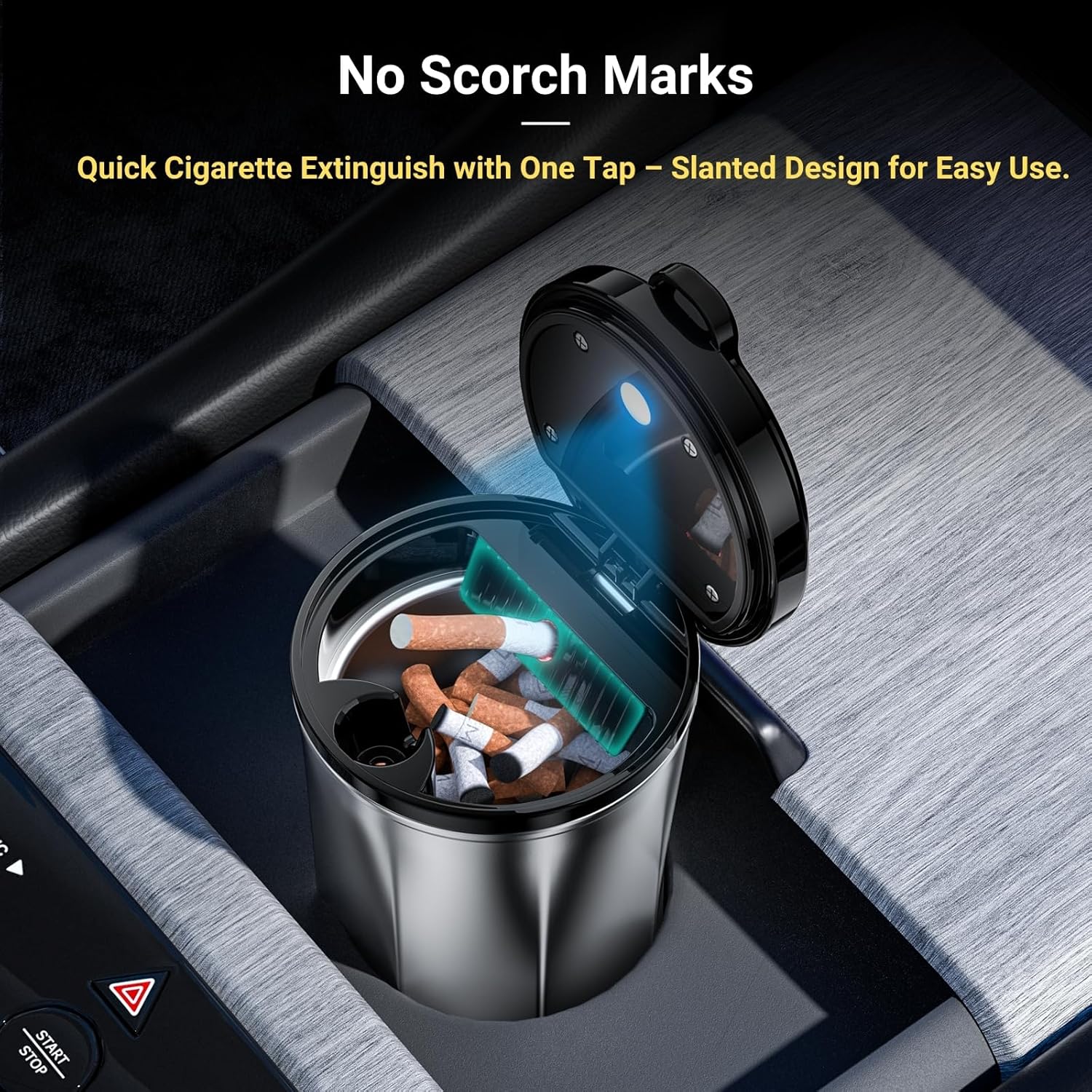 Car Ashtray with Lid and LED Light
