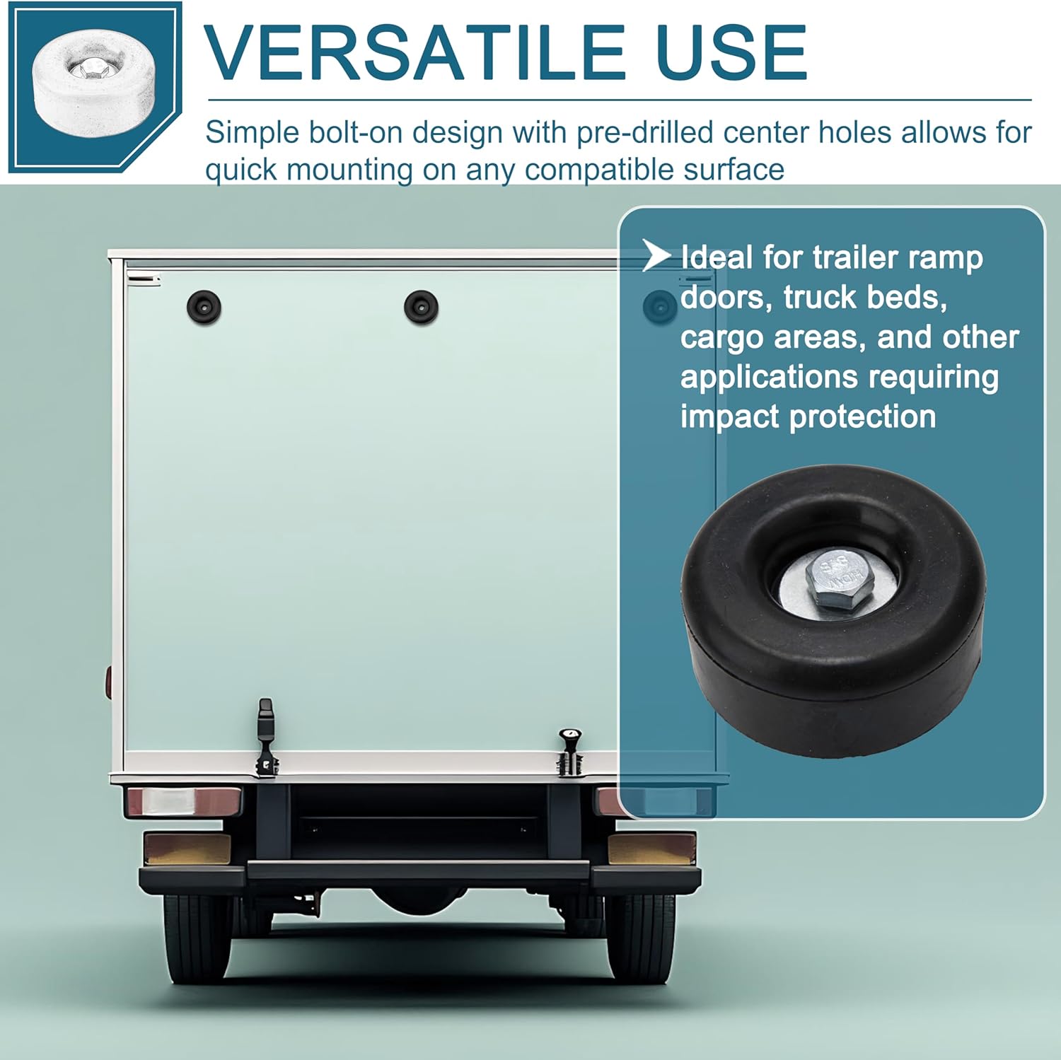 Round Rubber Trailer Bumpers 25 Inches 4 Pack with Hardware