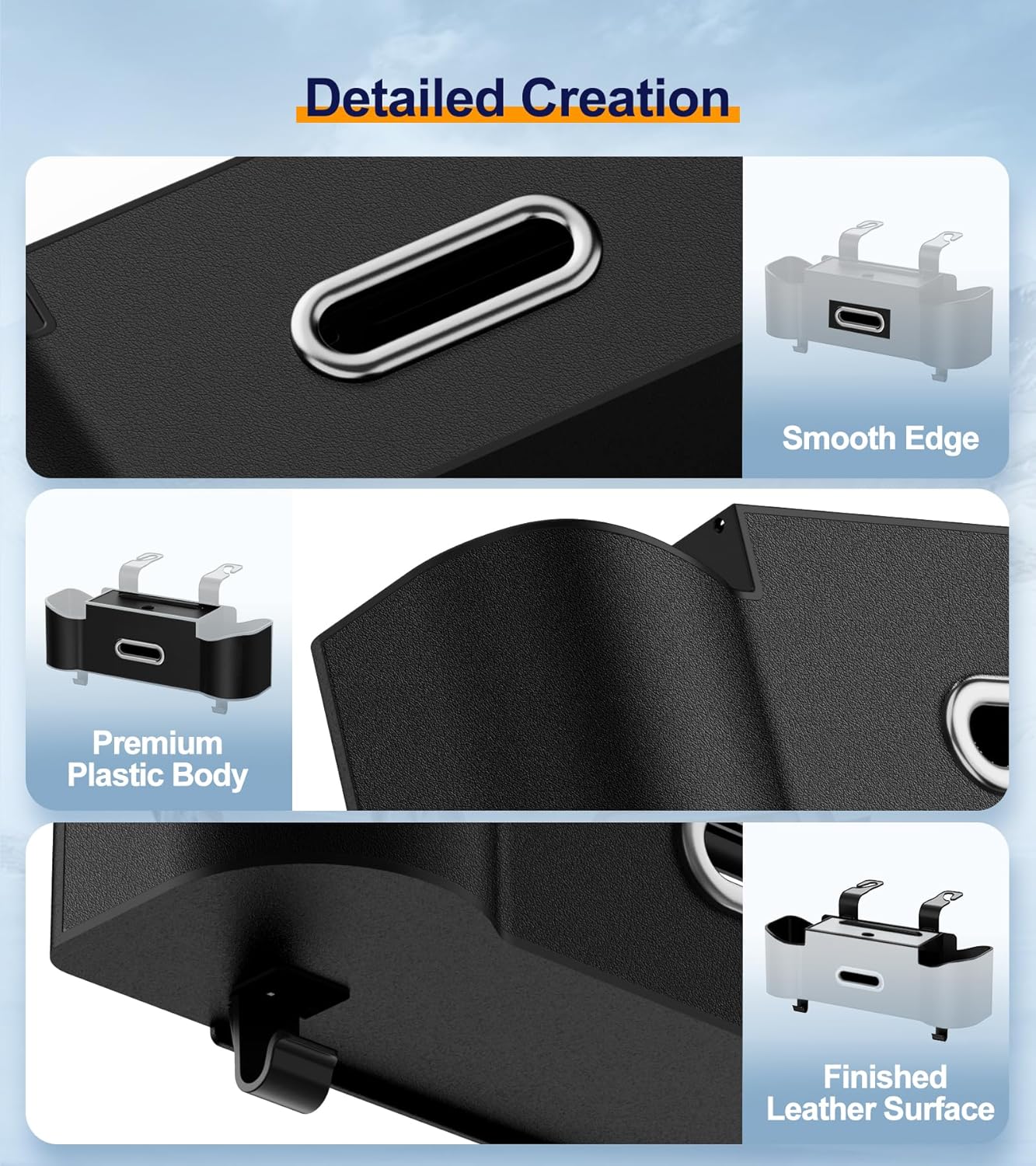 3-in-1 Car Organizer with Tissue Holder Cup Holders and Purse Hooks