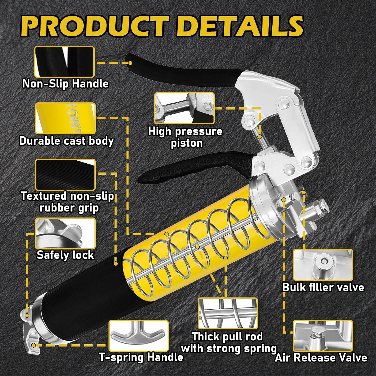 15 Pcs Versatile Grease Gun Kit with 7000 PSI Leak-Proof Spray