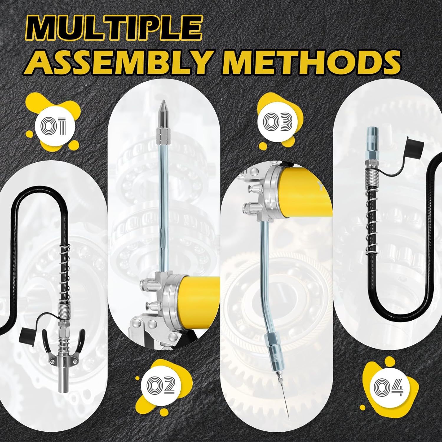 15 Pcs Versatile Grease Gun Kit with 7000 PSI Leak-Proof Spray