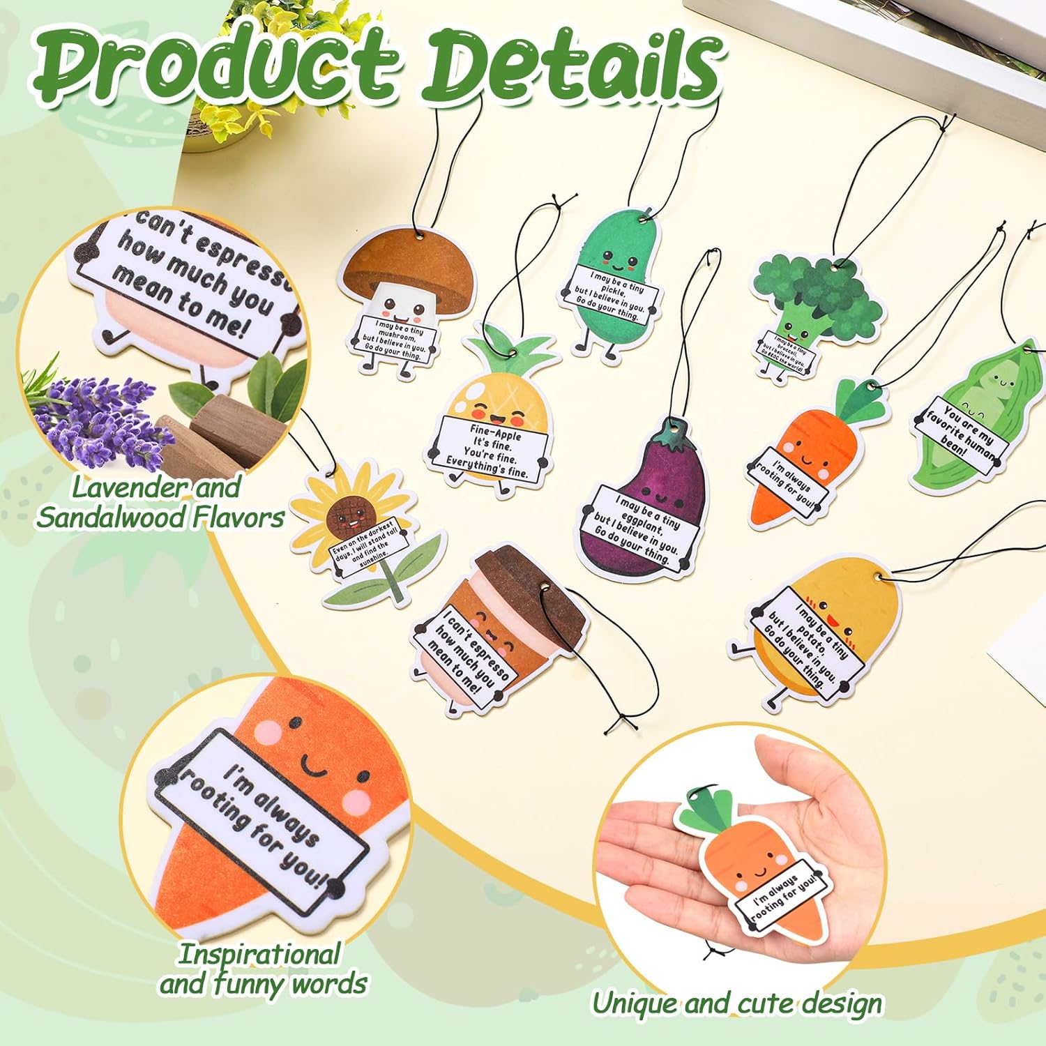 10 Pcs 10 Style Positive Car Air Fresheners with Scented Incense Chips