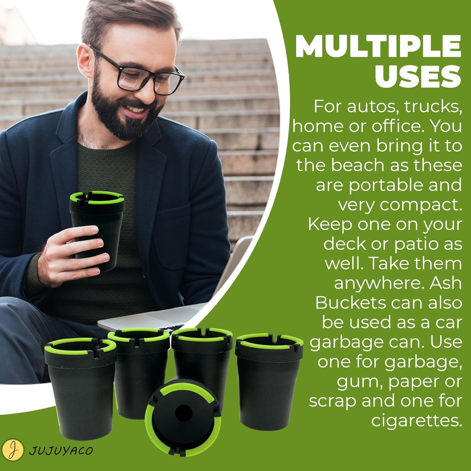 5 Pack Glow in the Dark Portable Car Ashtray