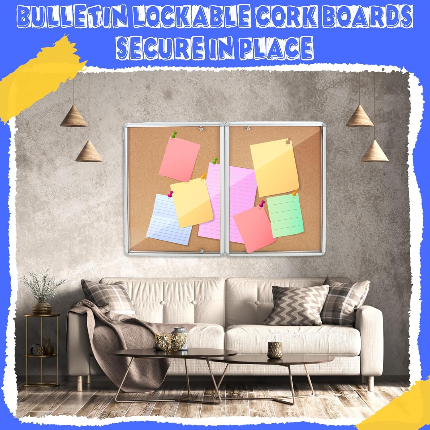 2 Pack Lockable Enclosed Bulletin Board 48x36 Inches