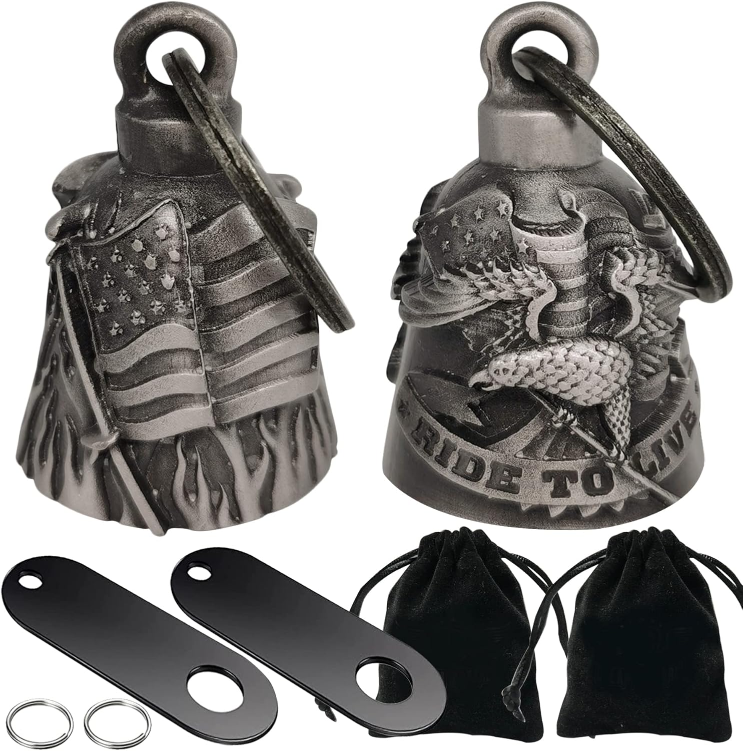 Dream Apparel 2 Pack Motorcycle Bells with Hangers and Legend Cards