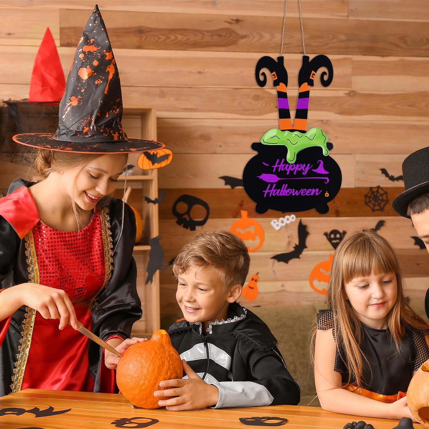 Halloween Witch Legs Welcome Door Sign Decor