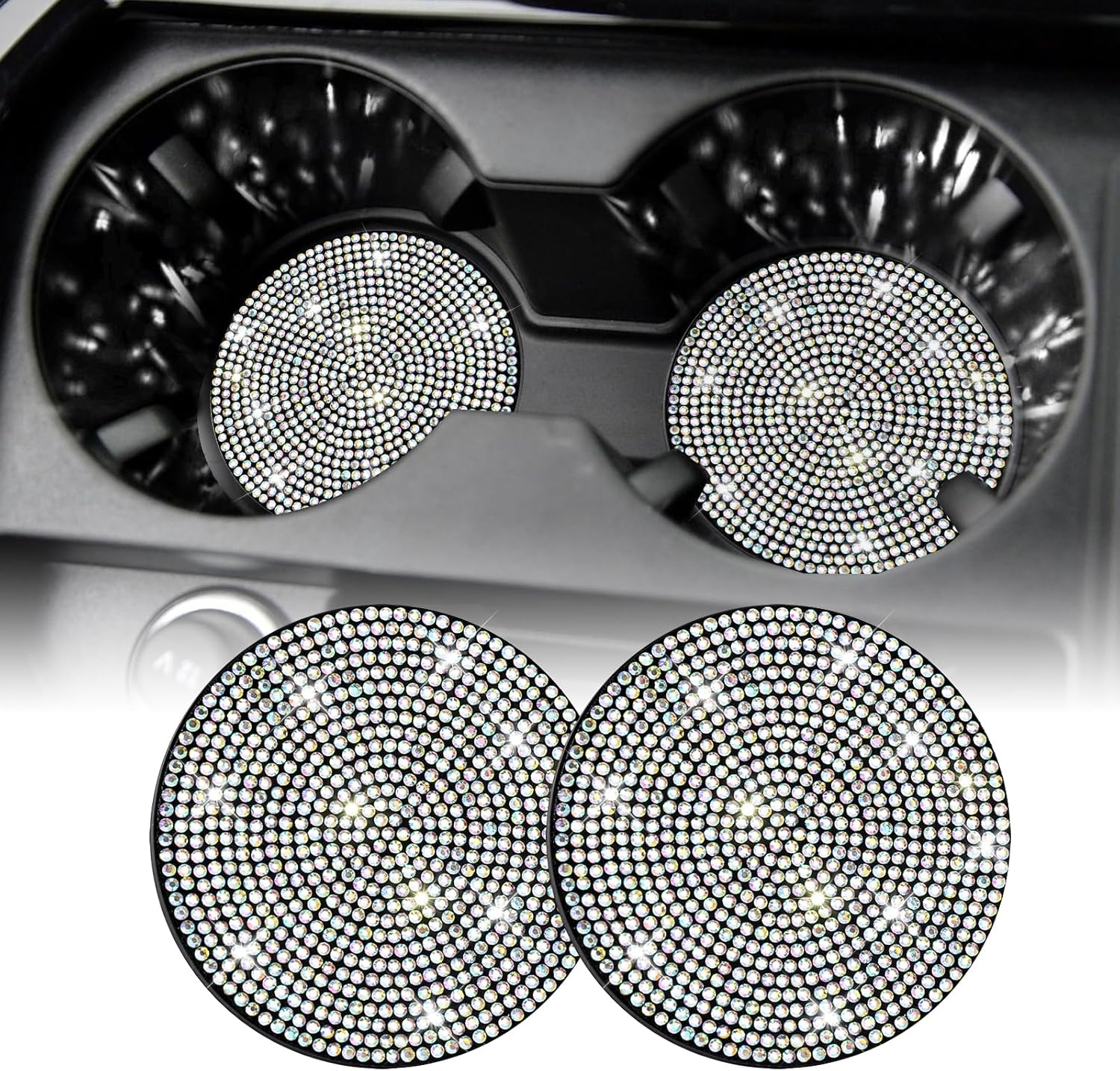 SINGARO Bling Cup Holder Coasters for Car 2PCS