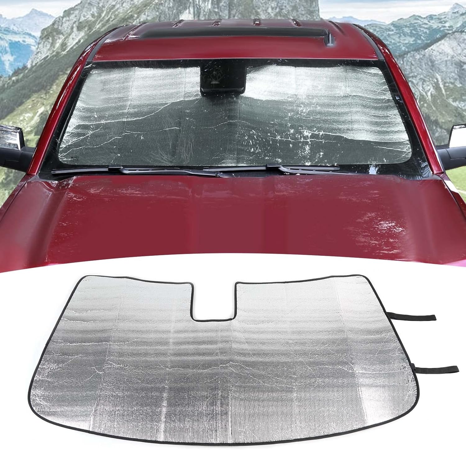 PDKLIN Windshield Sunshade Visor for Chevy Silverado GMC Sierra 2014-2017