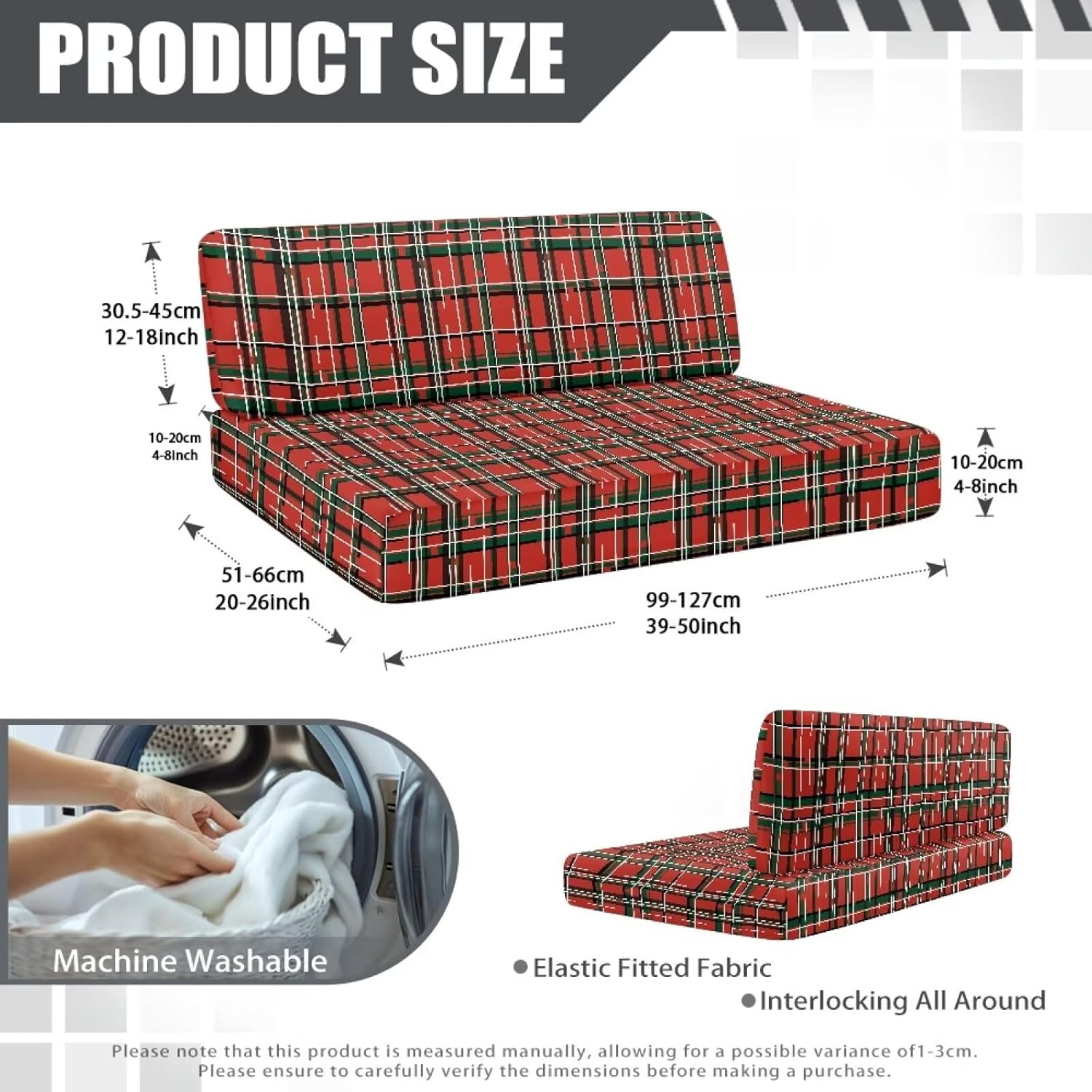RV Dinette Cushion Covers with Christmas Red Plaid