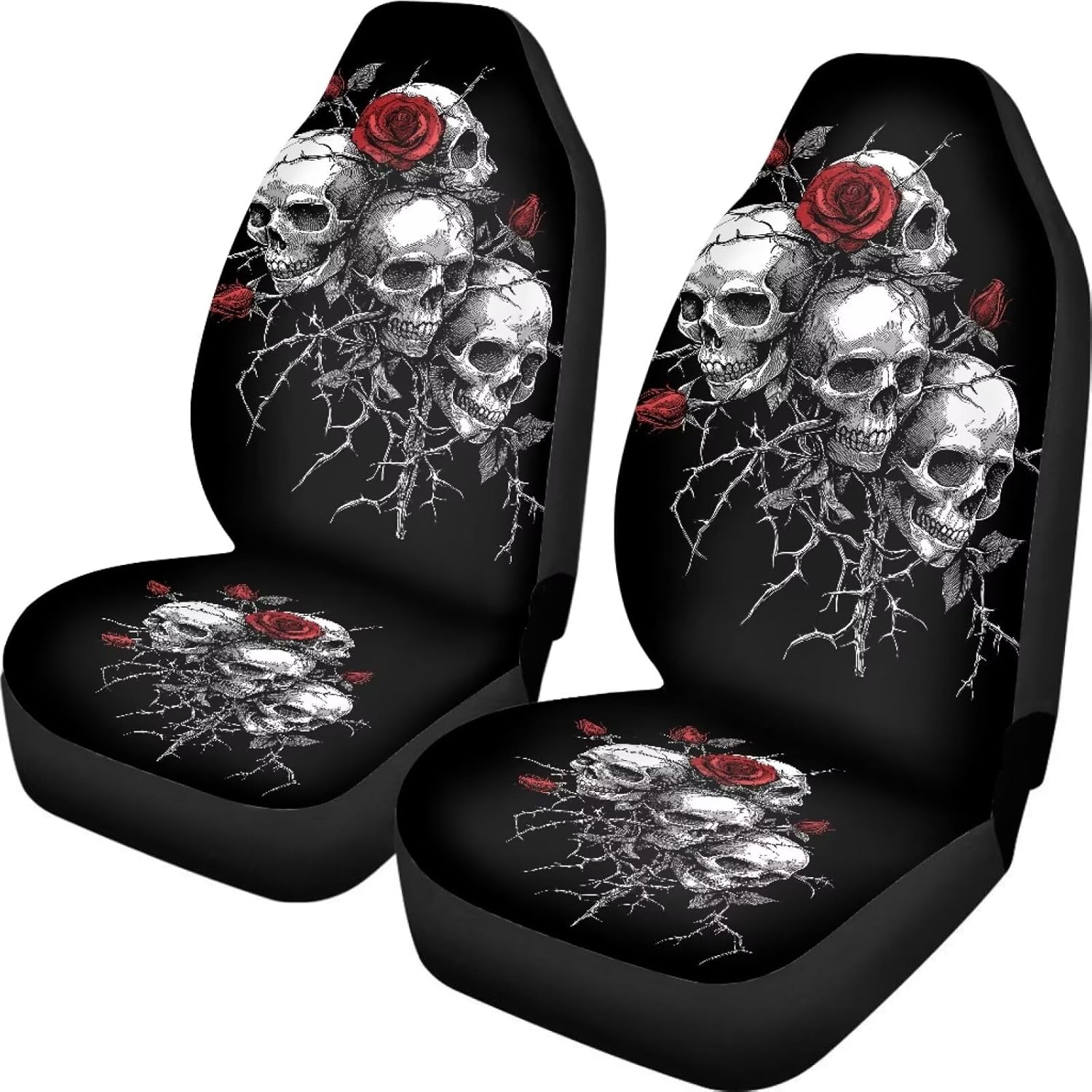 Bulopur Gothic Skull Car Seat Covers Front Set