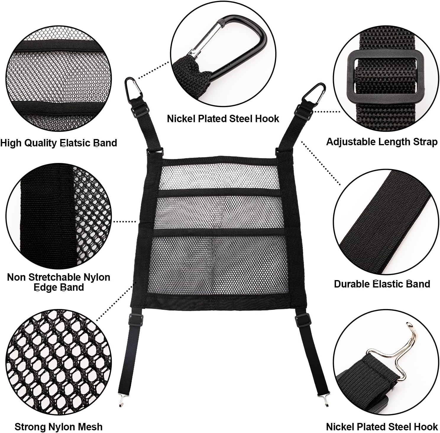 VEHIRIE 3-Layer Seat Back Organizer Black 118x118 Inch