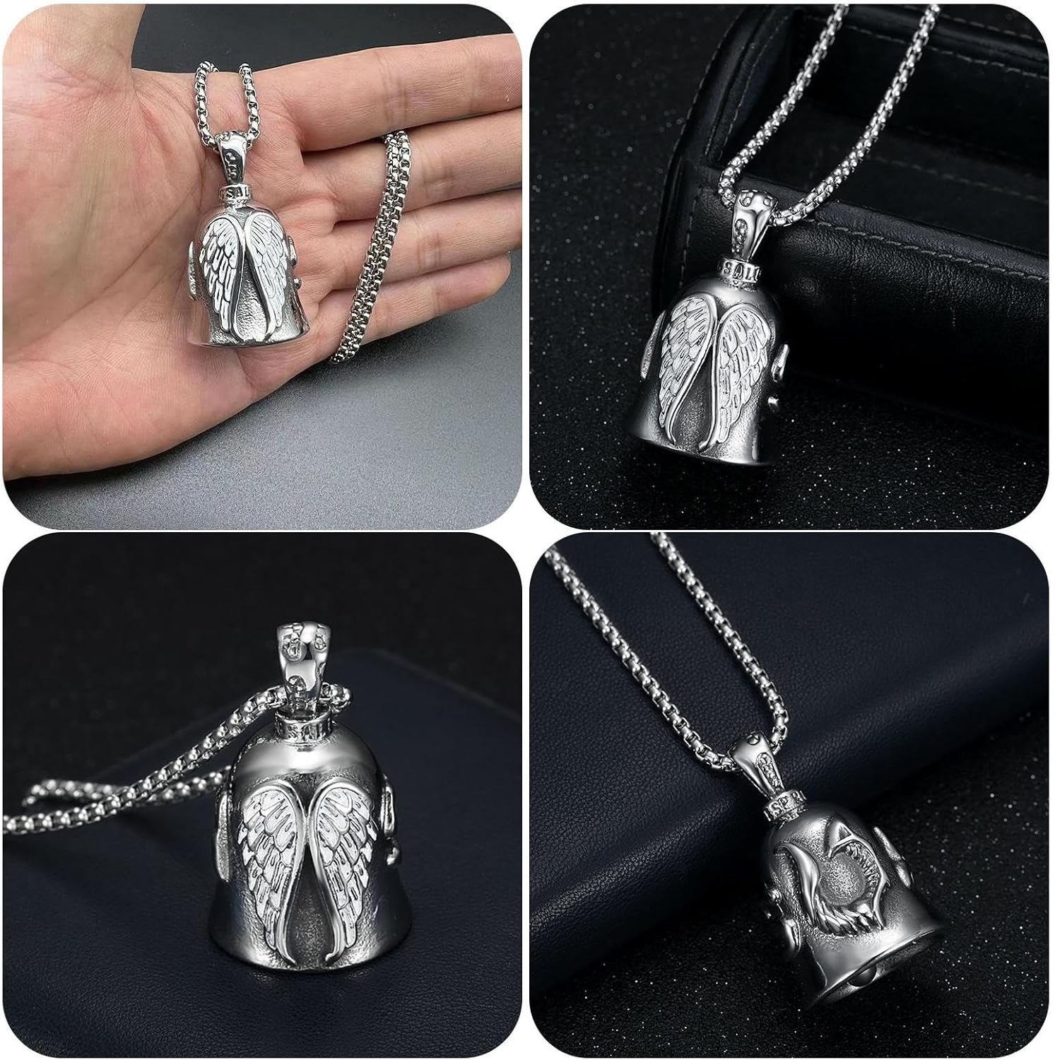4Pcs Guardians Angel Motorcycle Bells with Stainless Steel Hanger