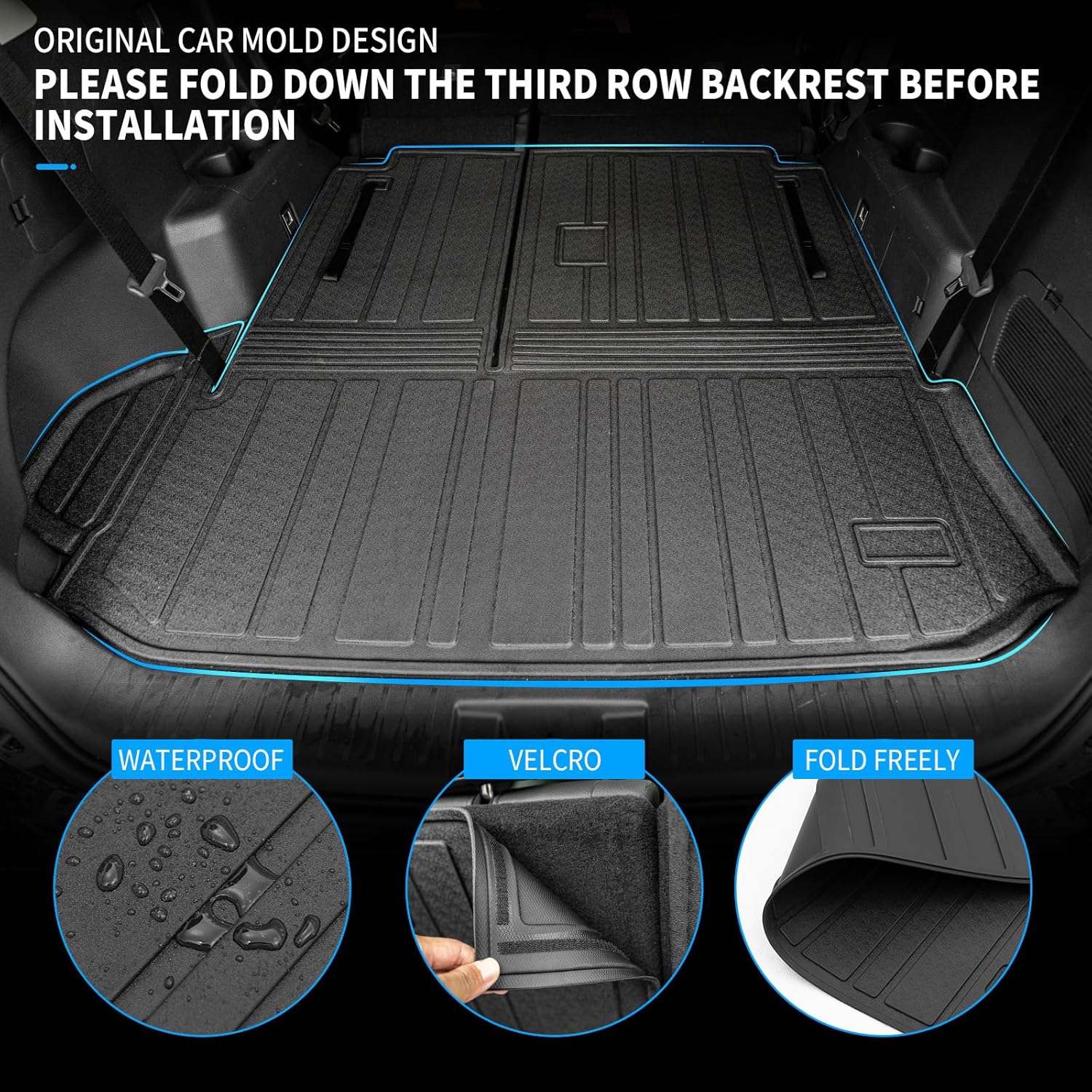 Bomely Floor Mats for 2020-2025 Toyota Highlander 7 Seats