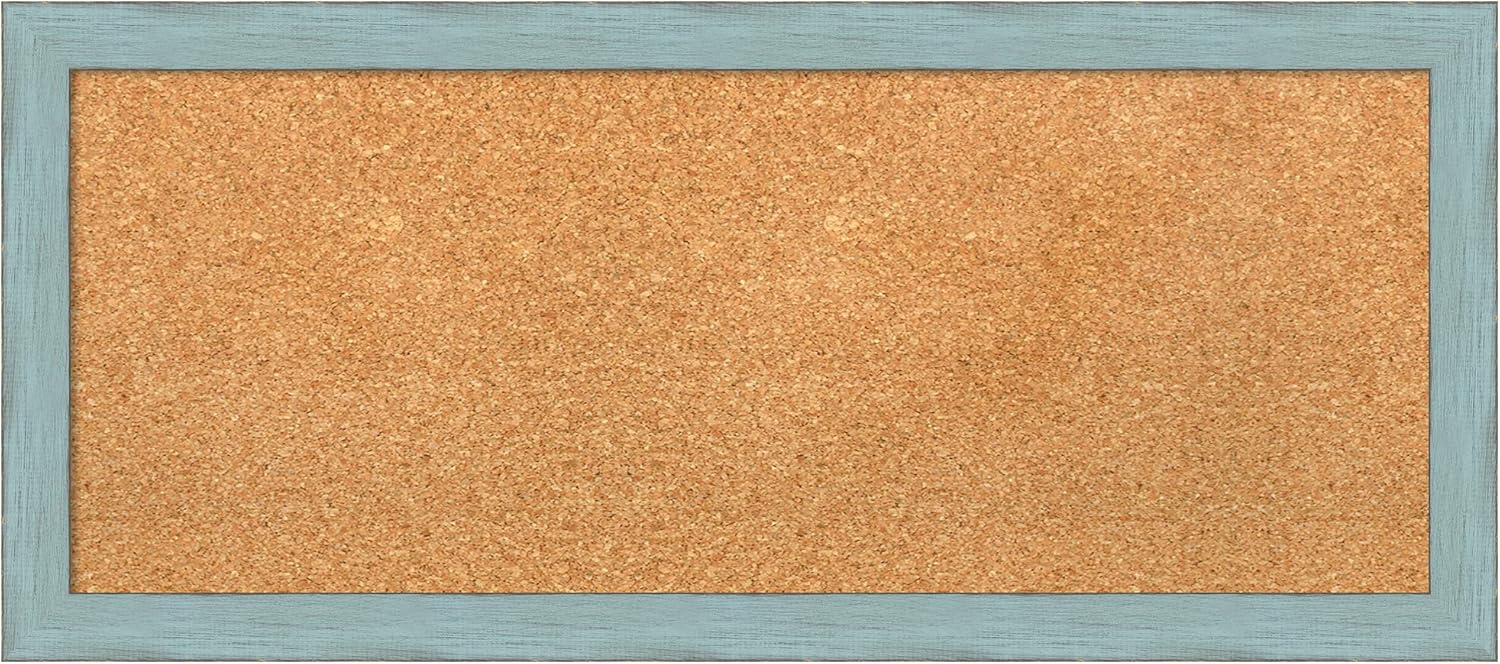 Amanti Art 14x32 Corkboard with Blue Wood Frame