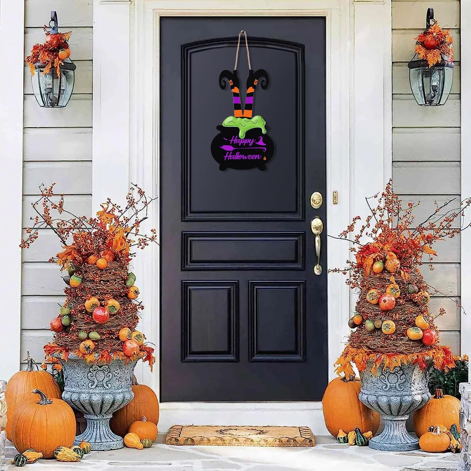 Halloween Witch Legs Welcome Door Sign Decor