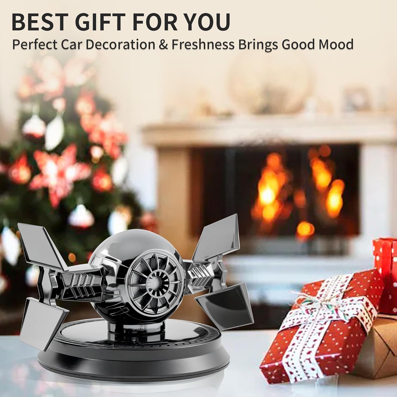 Solar-Powered Car Air Freshener with Rotating Aromatherapy