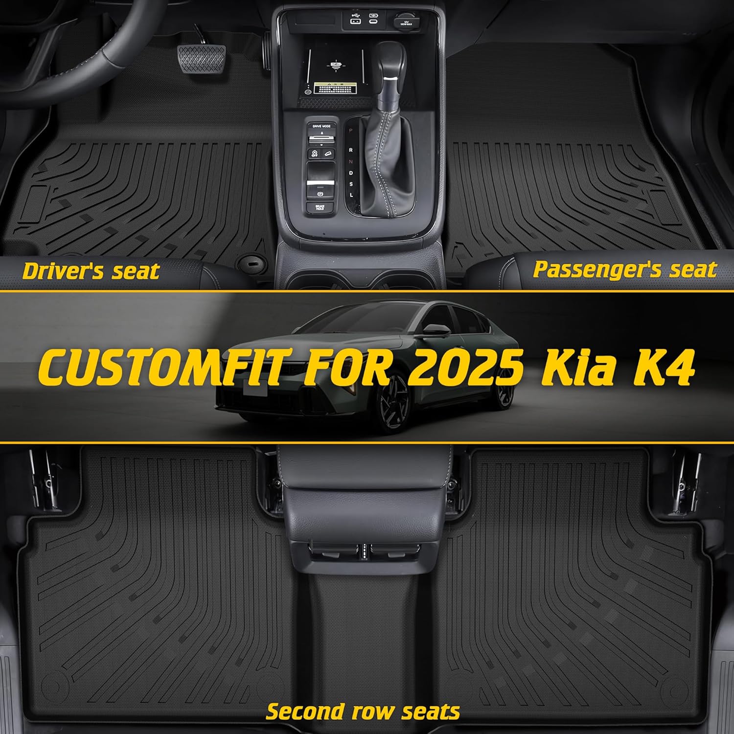 TIEZFUL Floor Mats Set for KIA K4 2025 Black