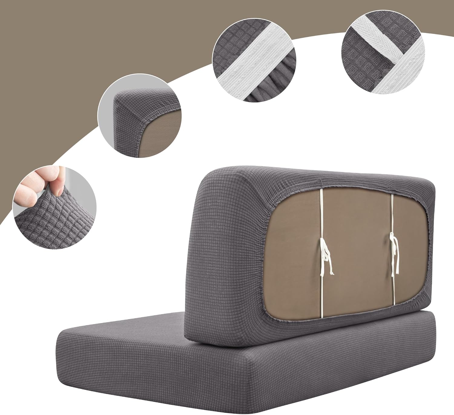 Stretch RV Dinette Cushion Covers 2 Set - Dark Gray