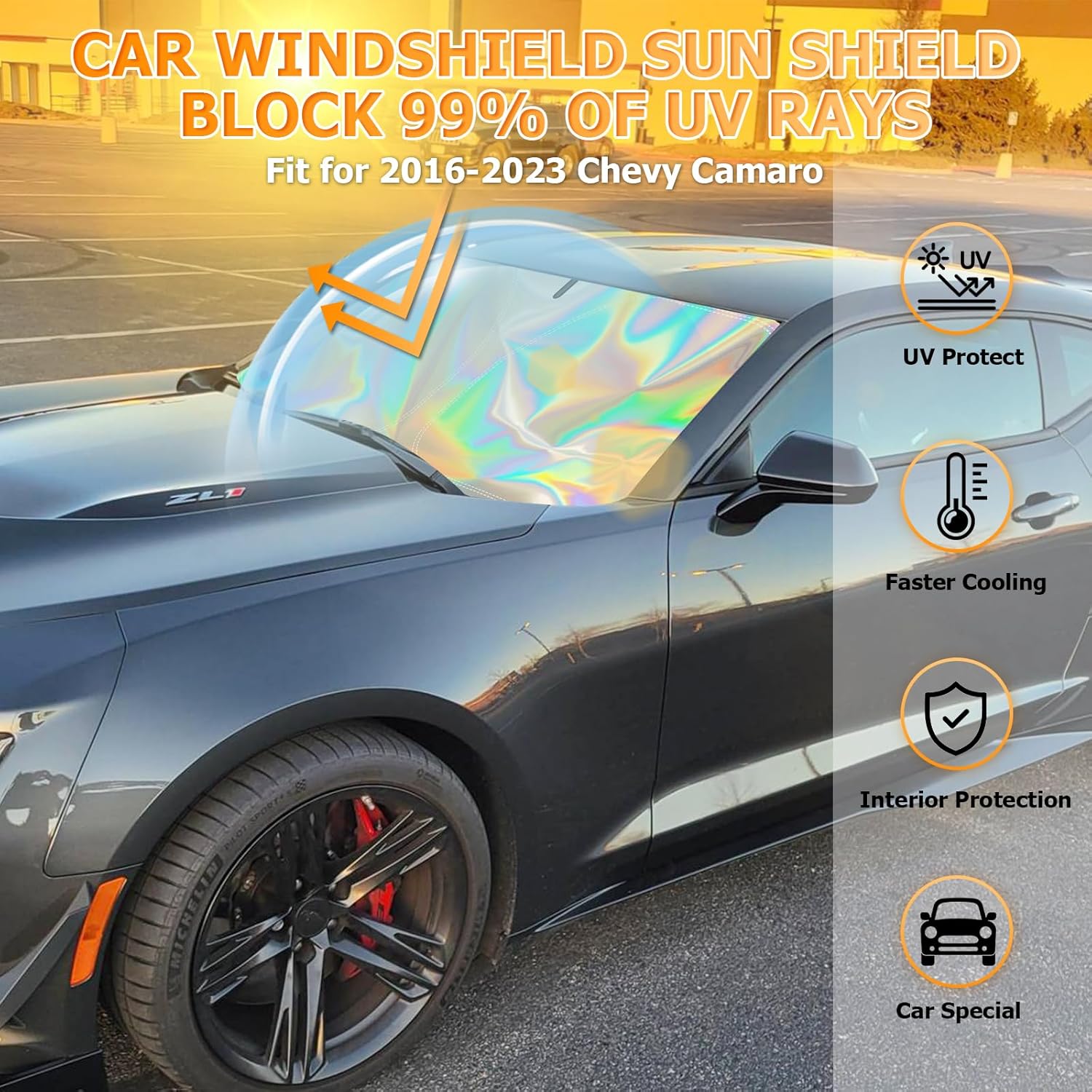 Bestview Windshield Sun Shade for Chevy Camaro 2016-2023