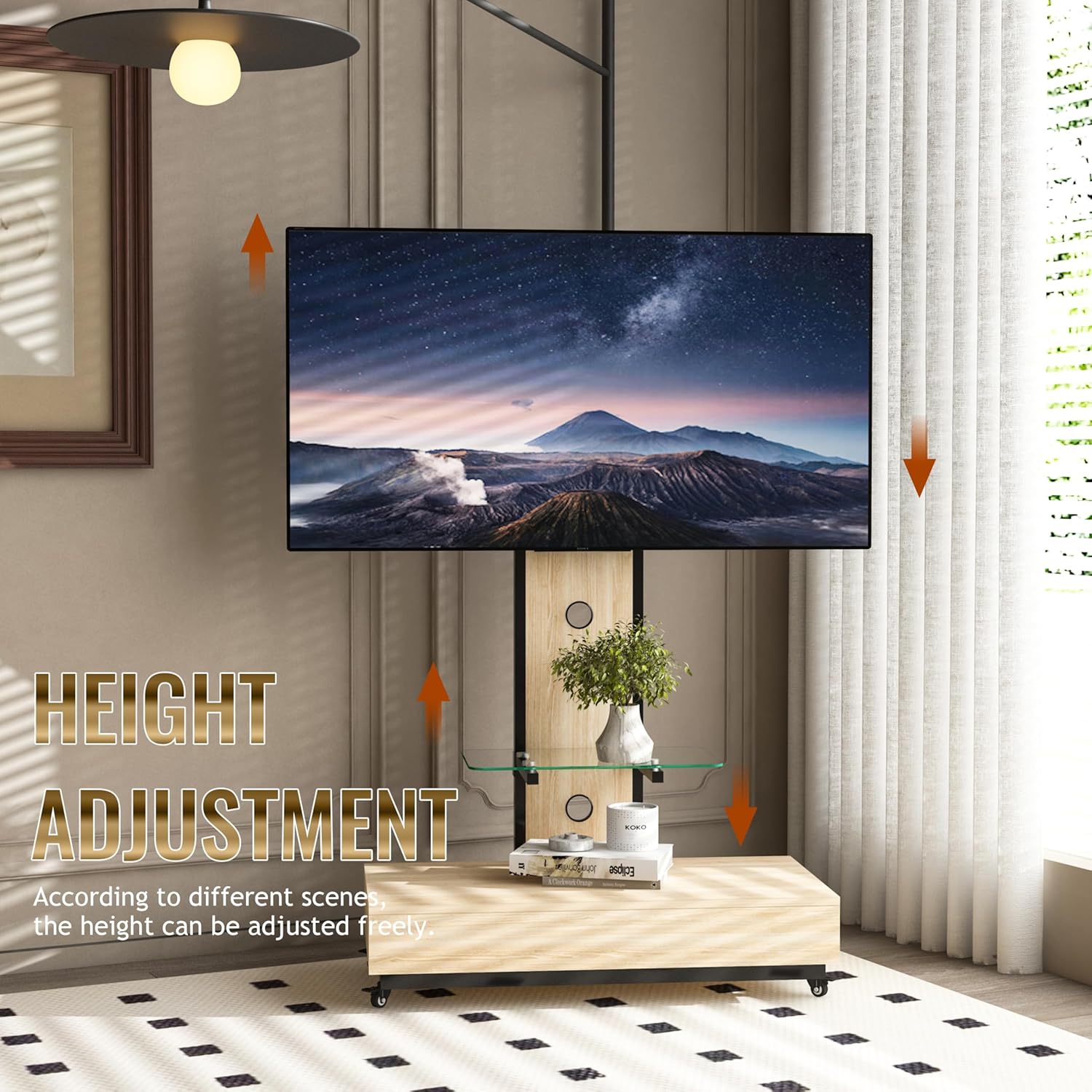 Sharejoyer TV Stand with Sliding Drawer and Wheels
