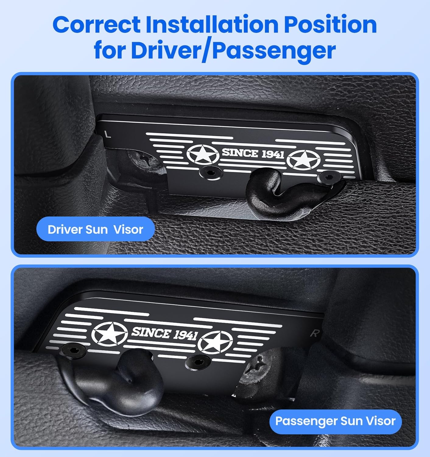 Upgraded Sun Visor Repair Kit for Jeep Wrangler and Gladiator