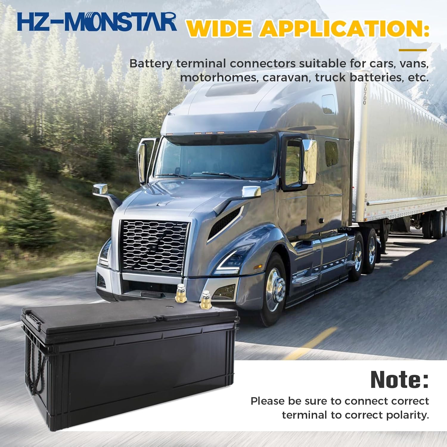 HZ-MONSTAR Battery Terminal Adaptor Kit 2Pcs 38-16 Thread