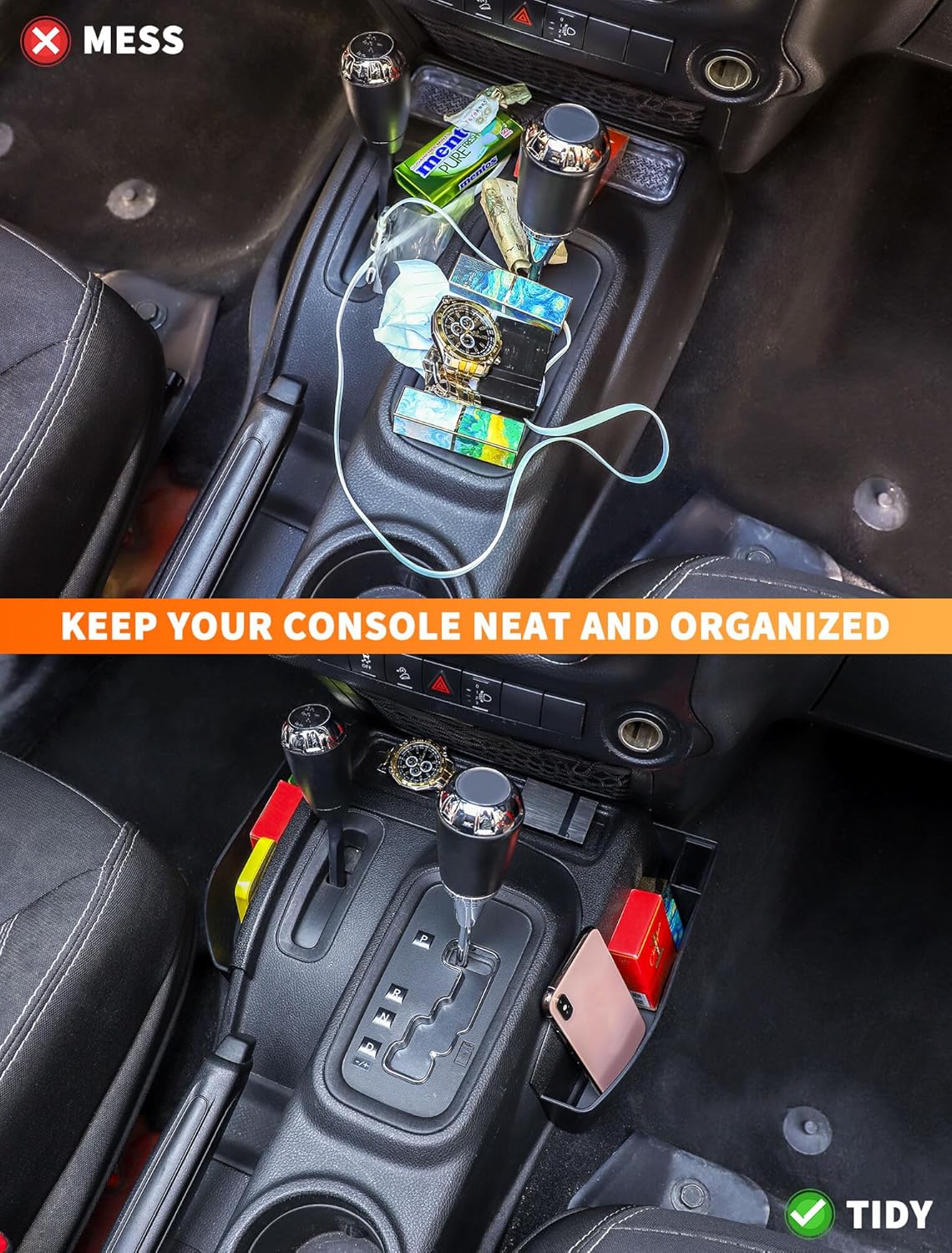 Savadicar GT-3 JK Shifter Storage Box Black