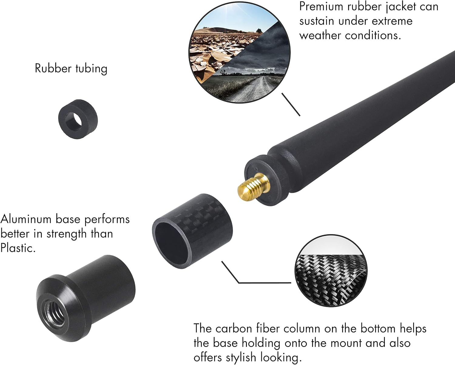 RYDONAIR 7 Inch Rubber Antenna for Harley Davidson 1989-2025