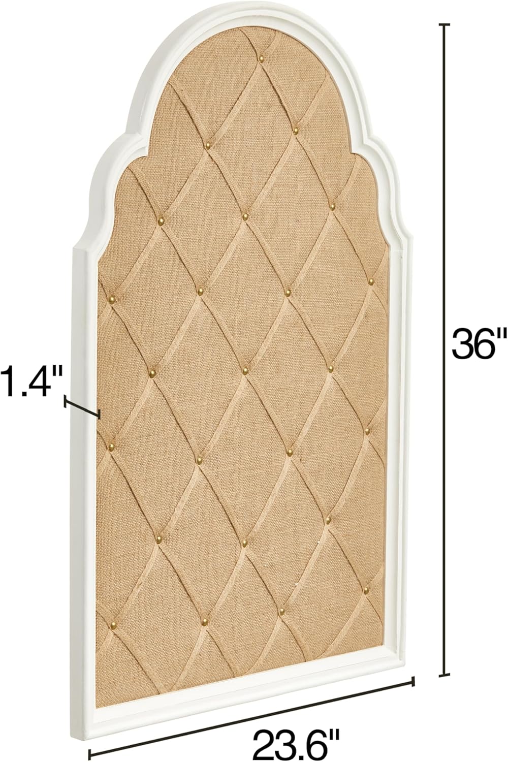 SOFE Arched Bulletin Board 36x24 Inches White Linen Frame