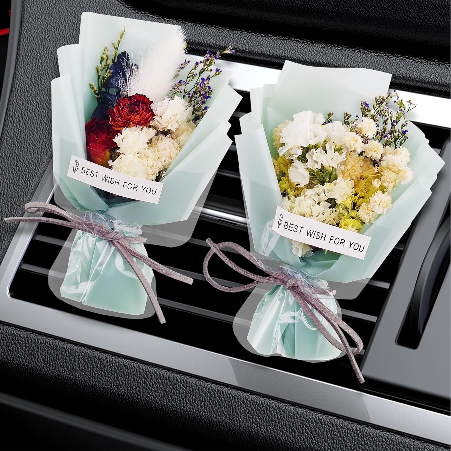 Square John 2pcs Mini Flower Bouquet Car Air Freshener Set