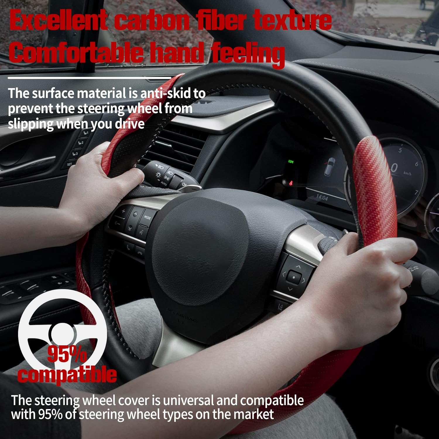 Amiss Carbon Fiber Steering Wheel Protector Red