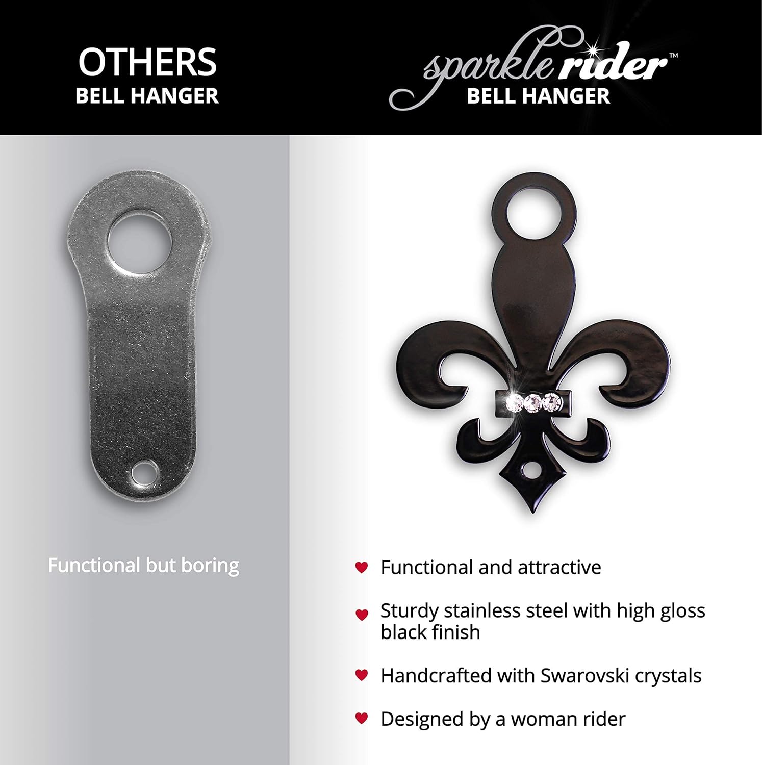 Sparkle Rider Fleur-de-lis Motorcycle Bell Hanger with Swarovski Crystals