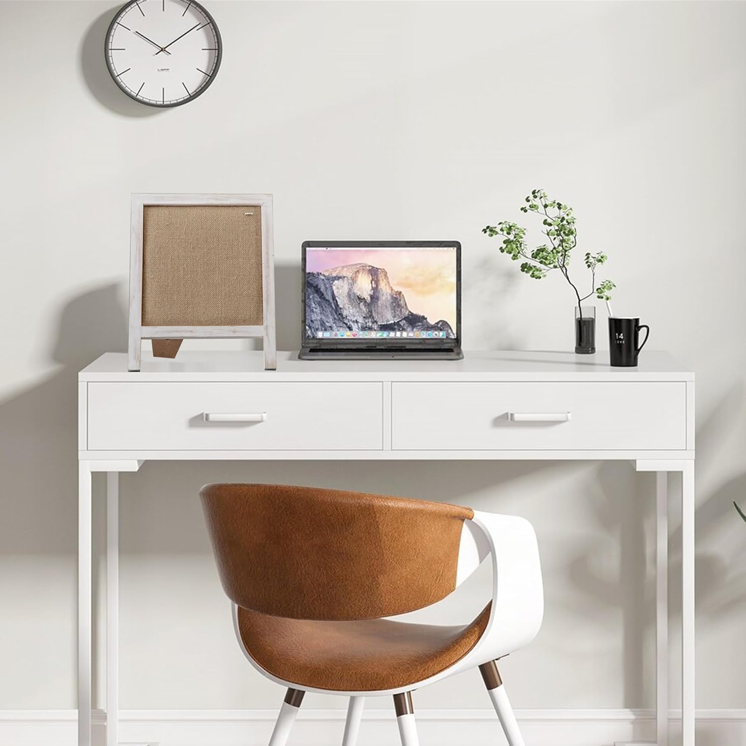 SOFE Linen Bulletin Board Small 12x15 Freestanding Tabletop Display