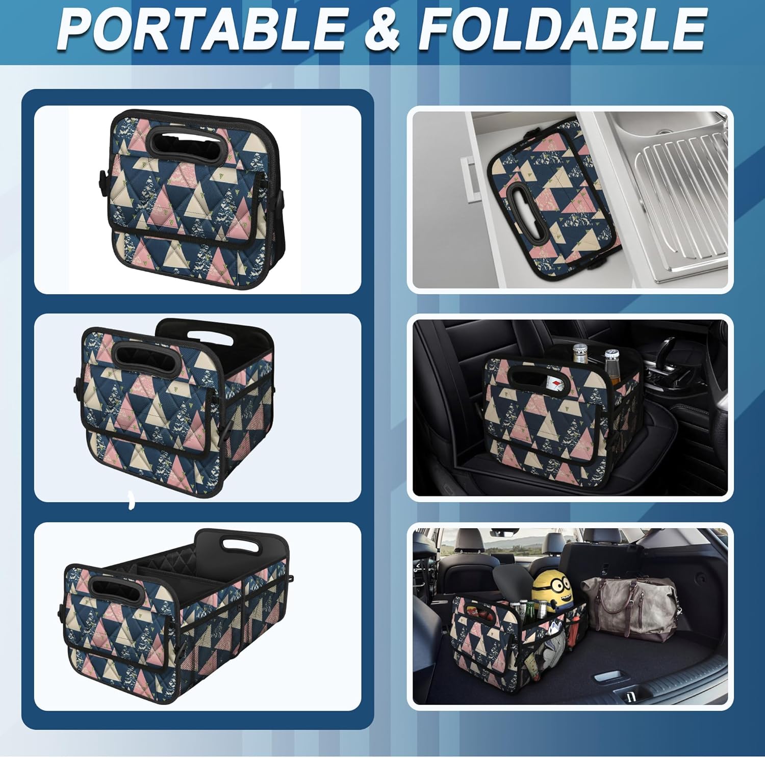 Deosk Trunk Organizer with 6 Big Pockets 50L Waterproof for Car SUV
