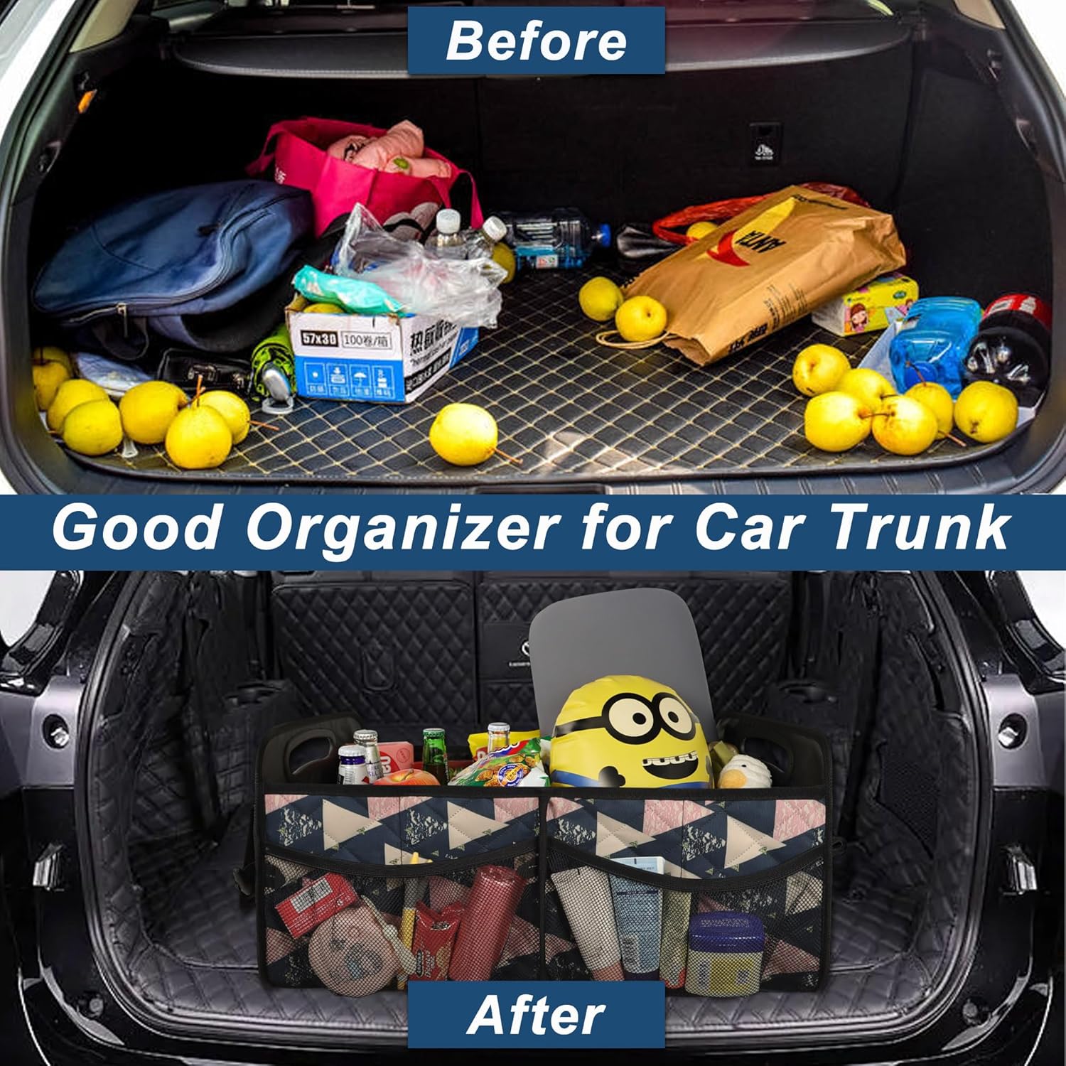 Deosk Trunk Organizer with 6 Big Pockets 50L Waterproof for Car SUV