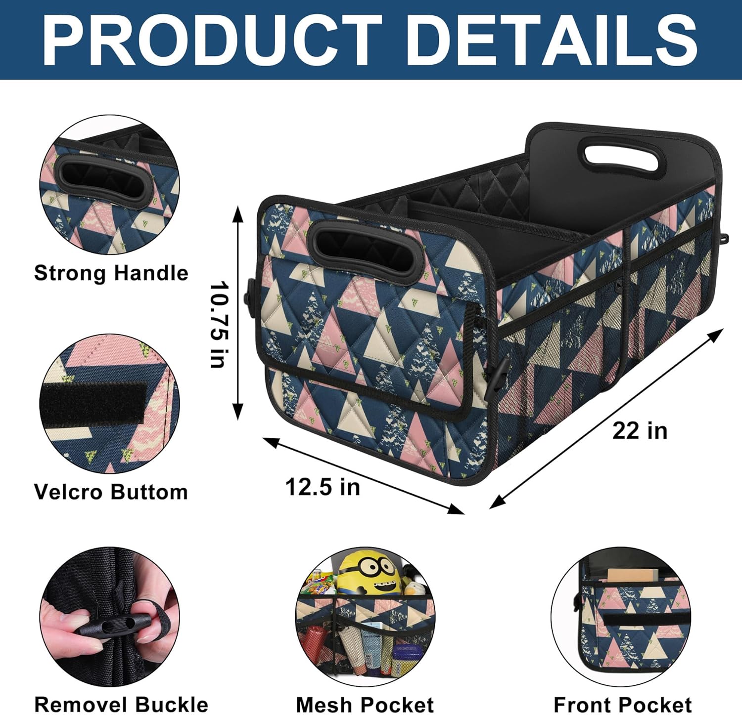 Deosk Trunk Organizer with 6 Big Pockets 50L Waterproof for Car SUV