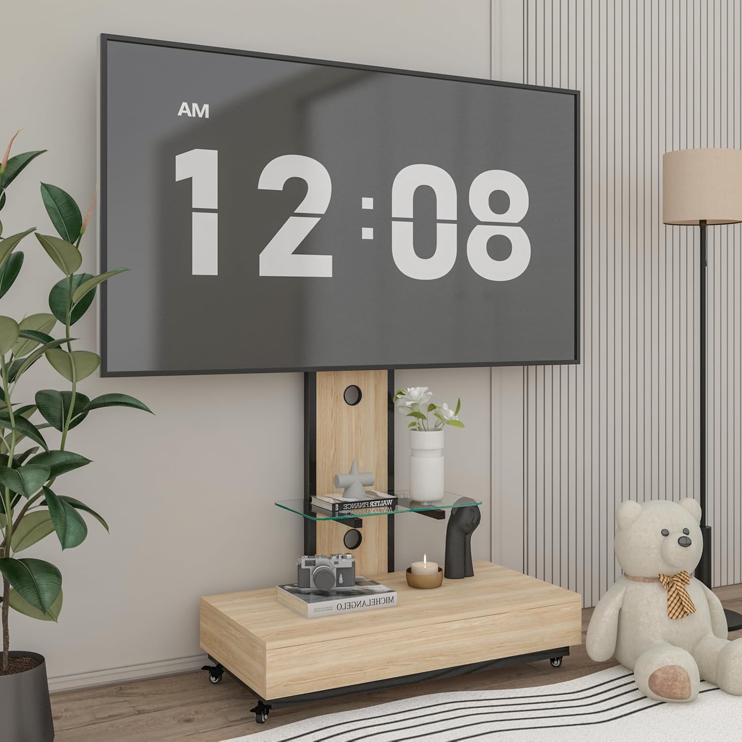 Sharejoyer TV Stand with Sliding Drawer and Wheels