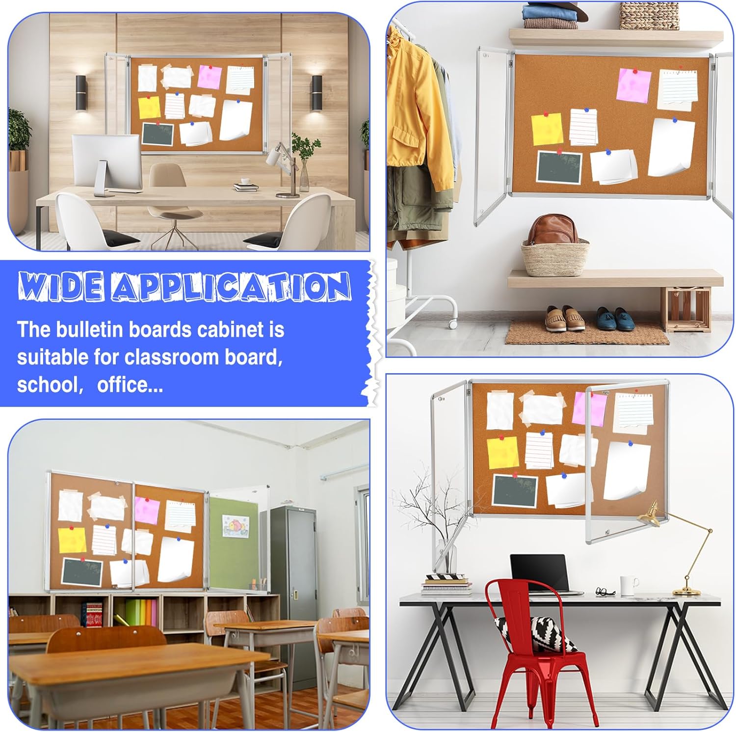 2 Pack Lockable Enclosed Bulletin Board 48x36 Inches