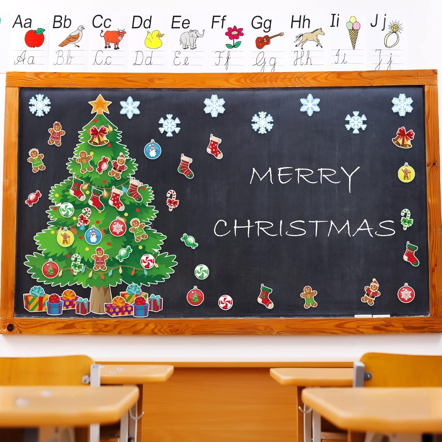 3ft Christmas Tree Bulletin Board Set with Cutouts and Glue Dots