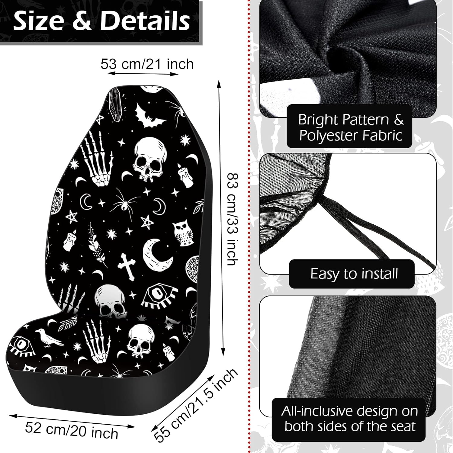 Tallew 26 Piece Skeleton Cat Car Accessories Set