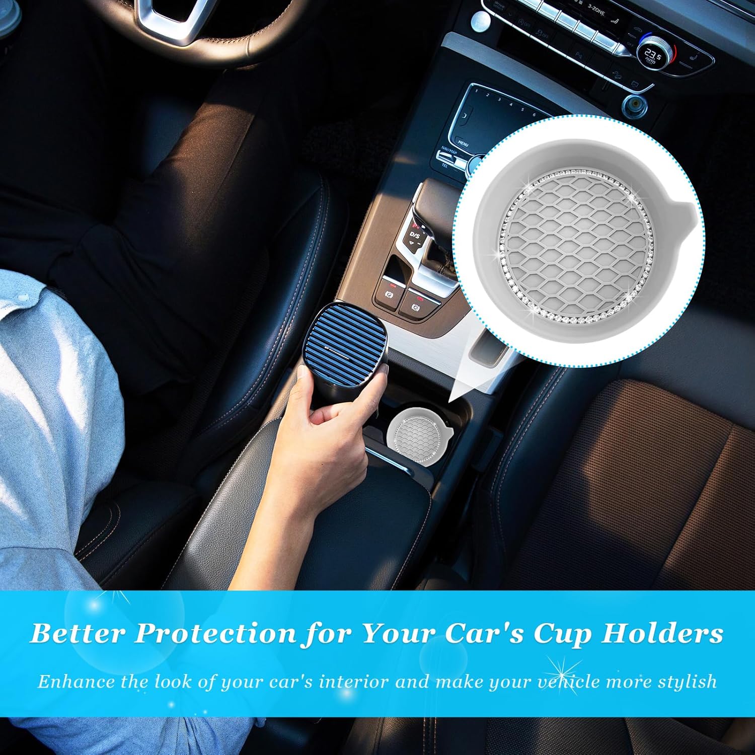 Ziciner 4 Piece Car Cup Coaster Holder Set