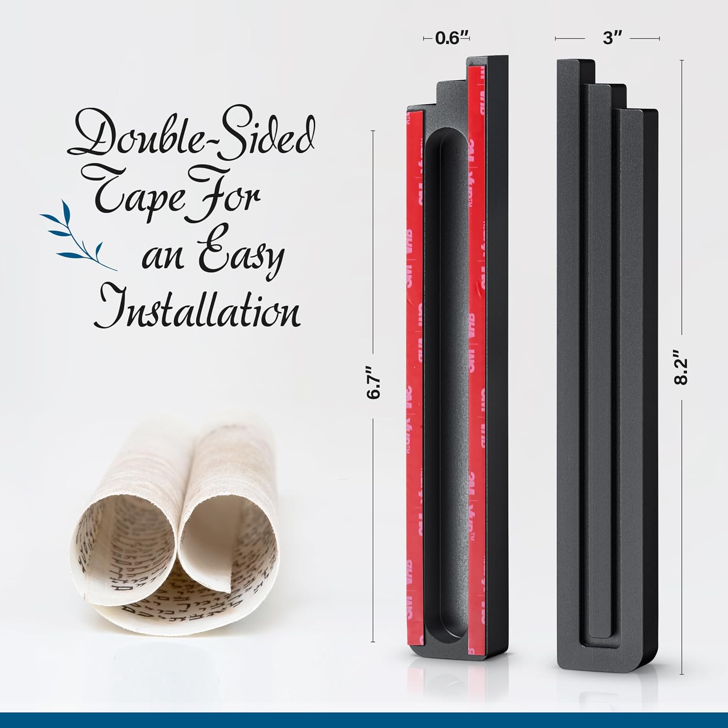 Mezuzah Case - Shin Shaped Gold Silver Black Aluminum 7 Inch