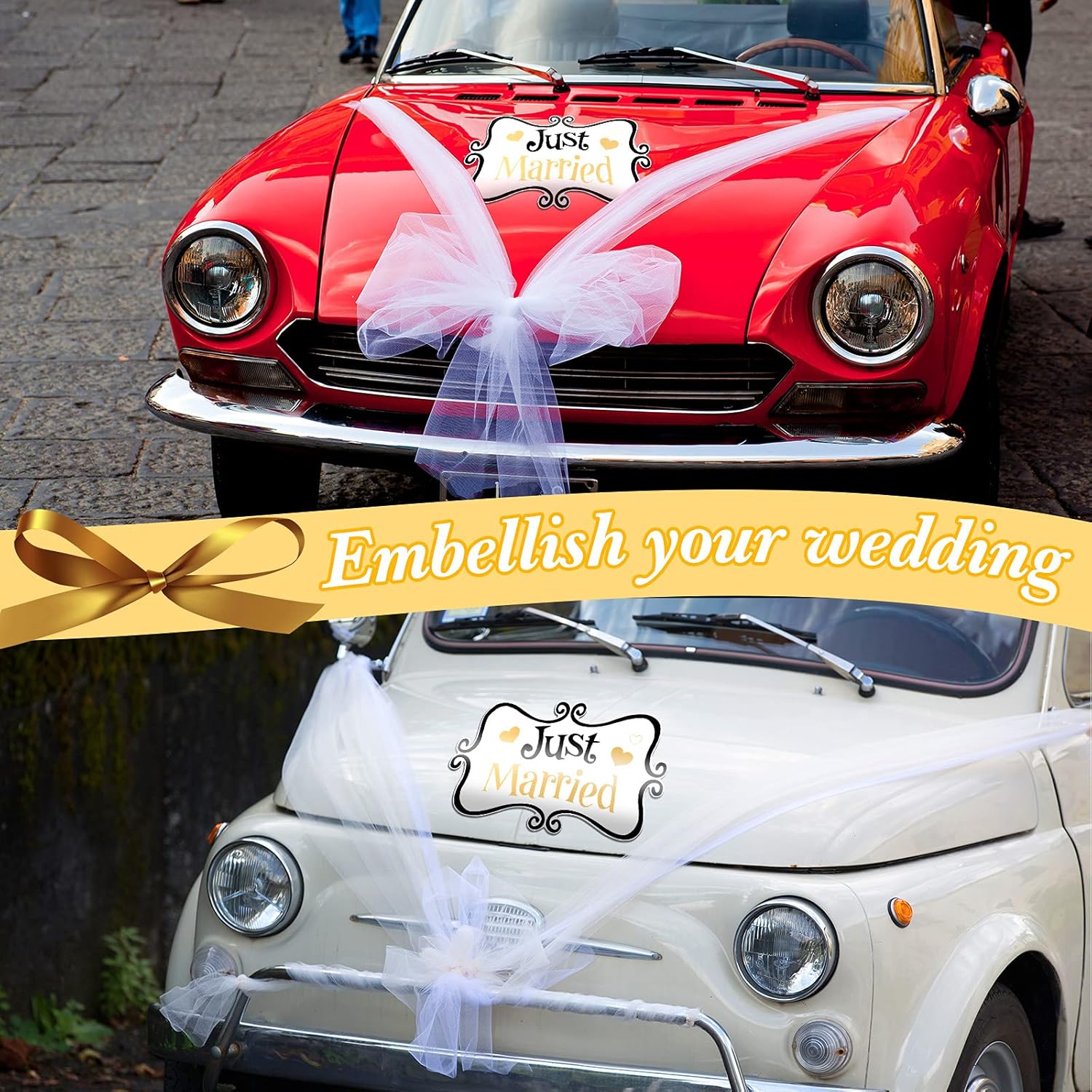 Flutesan 2 Pcs Just Married Car Magnets