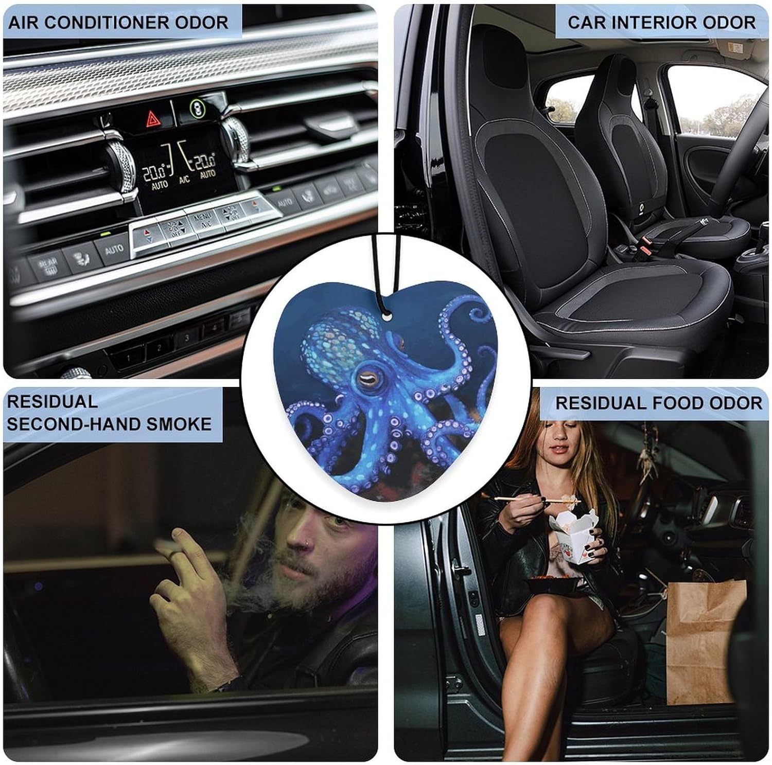 Blue Octopus Car Air Freshener Incense Chips 5 Pack