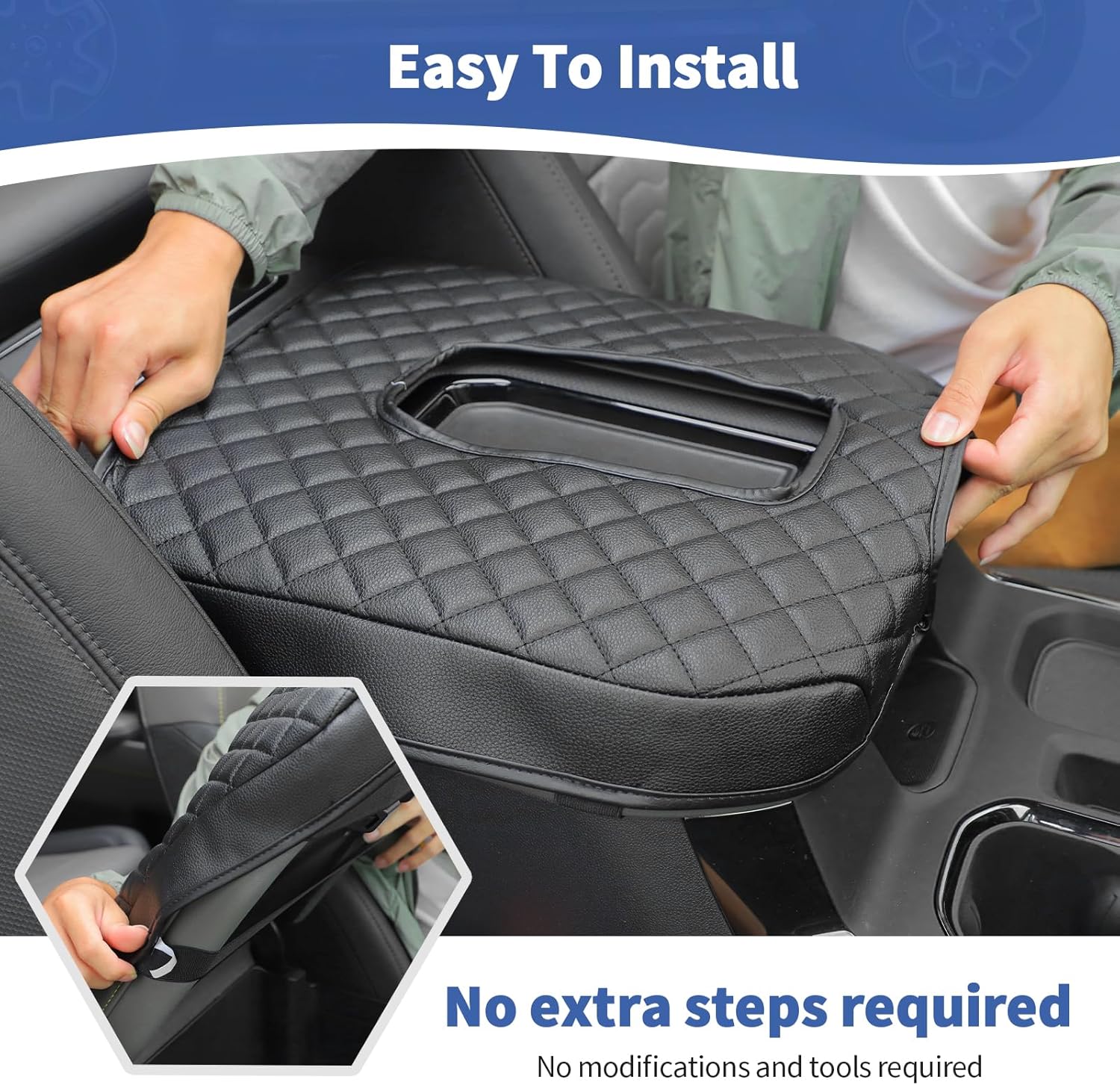 RT-TCZ Black Center Console Armrest Pad for Chevy Silverado 2019 Up