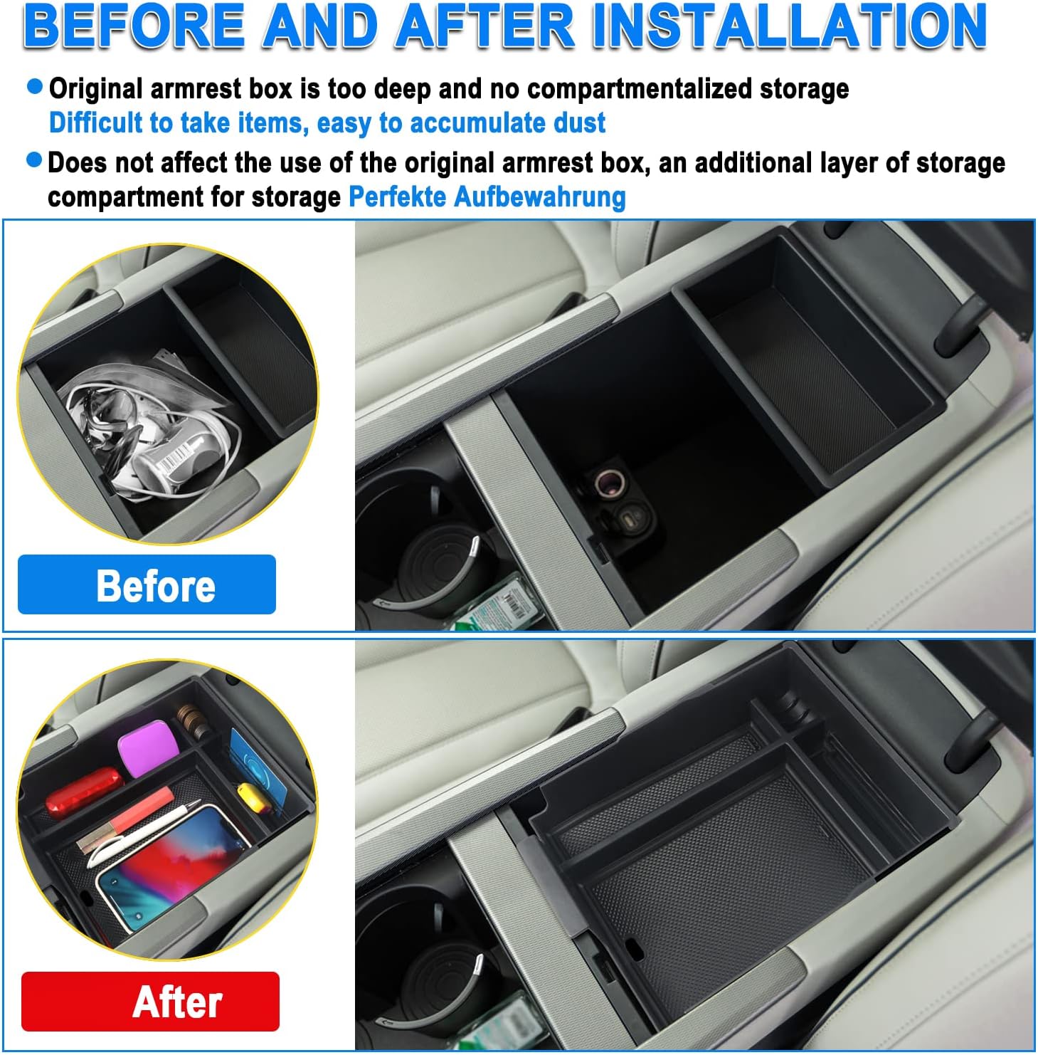 SHAOHAO Hyundai Palisade 2024 Center Console Organizer Tray