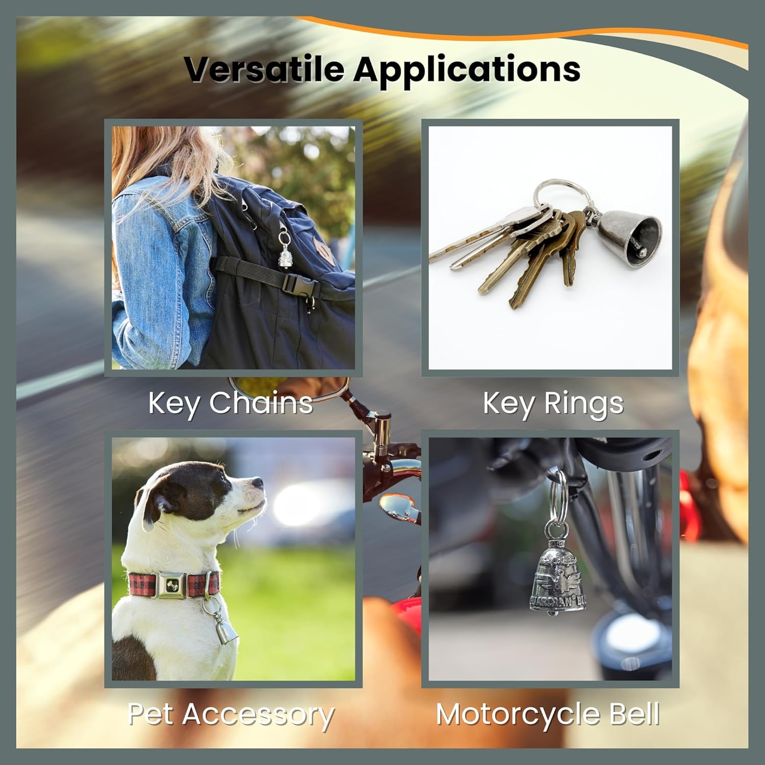 Guardian Bell USA Flag Keychain for Motorcycle